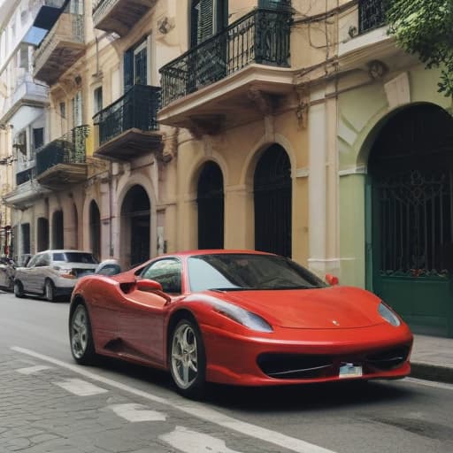 a Ferrari on a street in the city of Rio de Janeiro