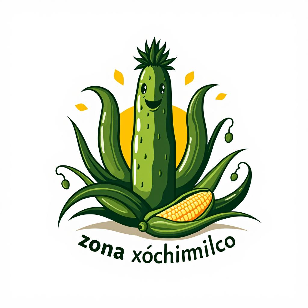  design a logo, ajolote y maiz con nopales, with the text 'zona xochimilco'.