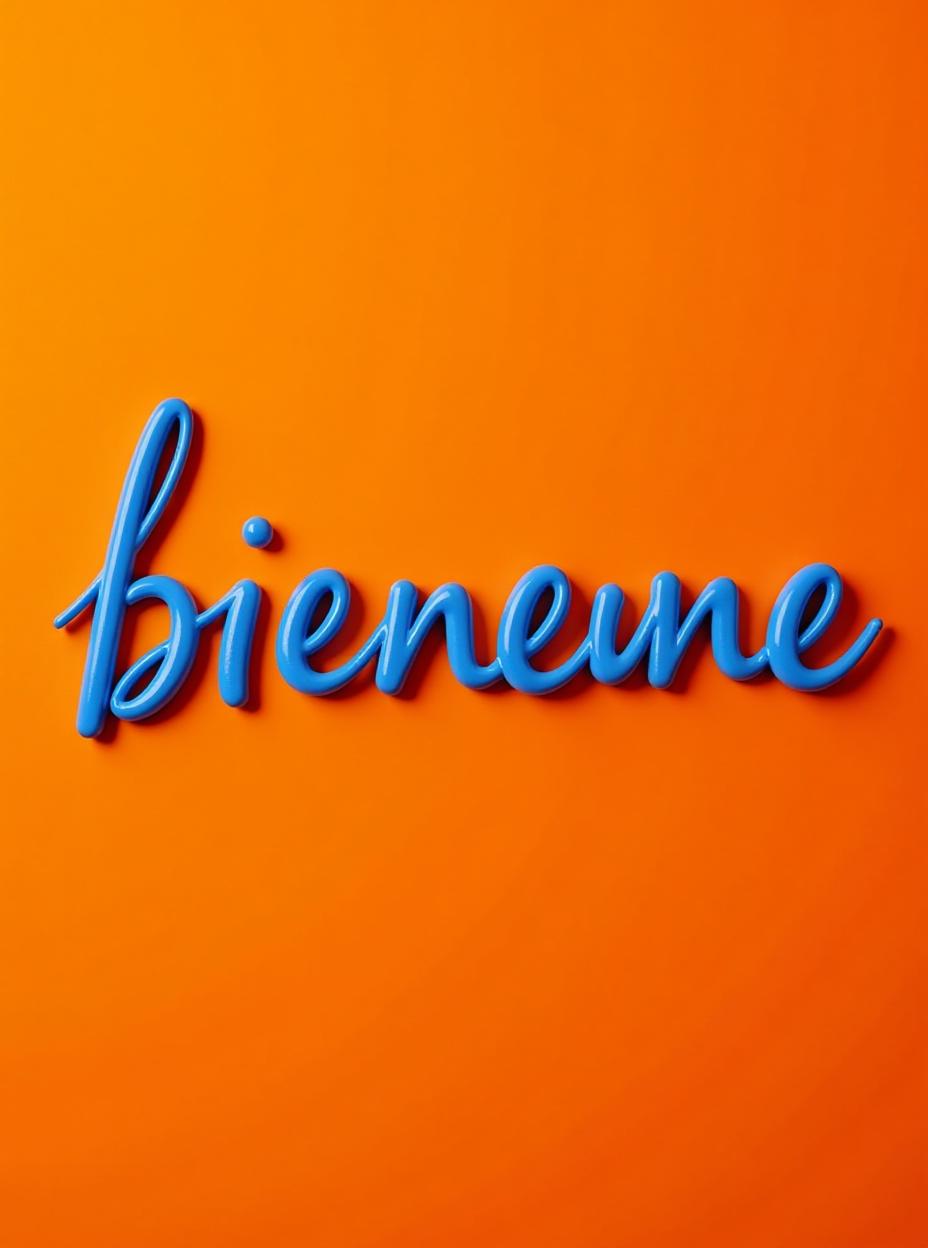  write "bienvenue" in blue on an orange background, high quality, high details, hd, perfect composition, 4k epic detailed, highly detailed, sharp focus, high resolution