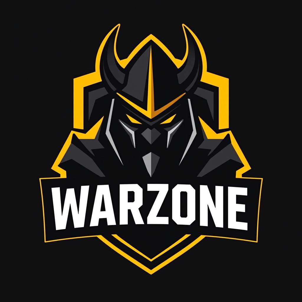  design a logo, esports logo, warrior theme, with text ‘warzone’, black and yellow color