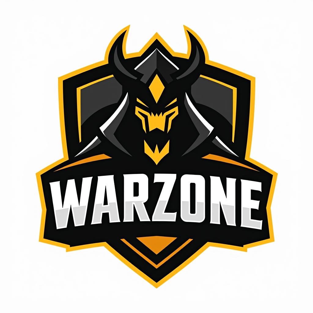  design a logo, esports logo, warrior theme, with text ‘warzone’, black and yellow color