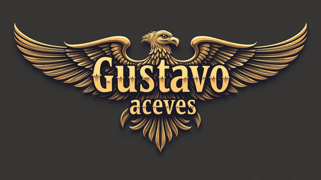  design a logo, in a threedrender style. un tatuaje unico y elegante de mi nombre, with the text 'gustavo aceves'.