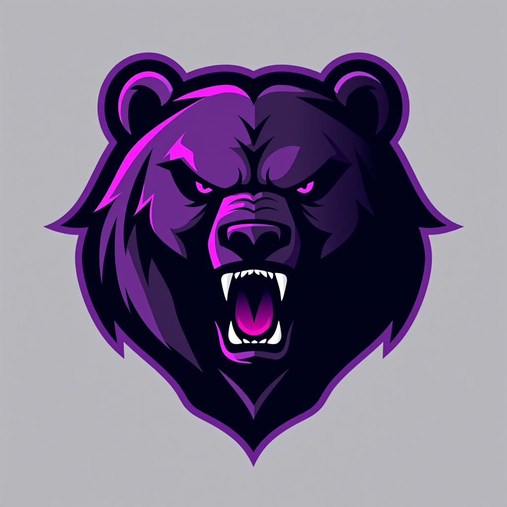  design a logo, esports logo, angry bear, black and purple color