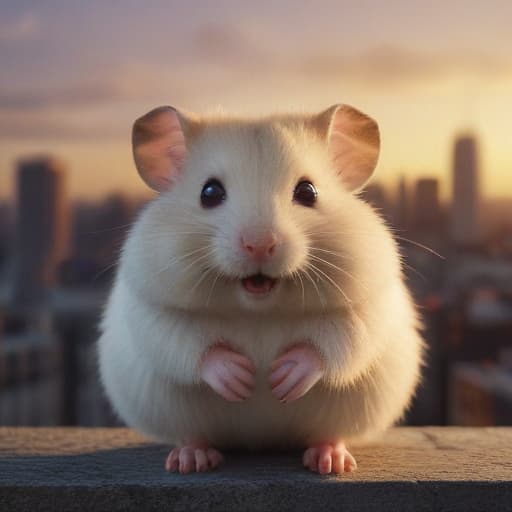 evil hamster in Cinematic style with City background