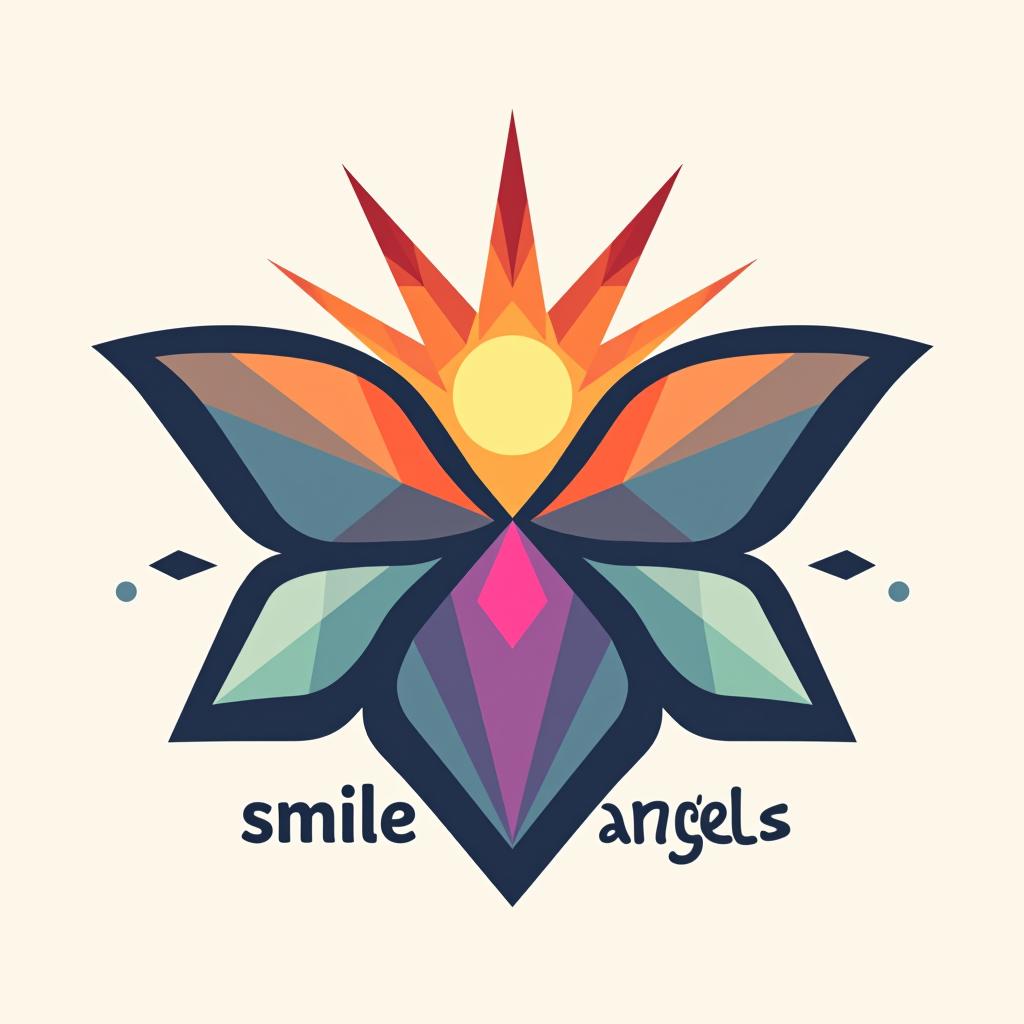  design a logo, in a geometric style. 水彩スタイル、水のロゴ、水色のグラデーションカラー、白背景。, with the text 'smile angels'.