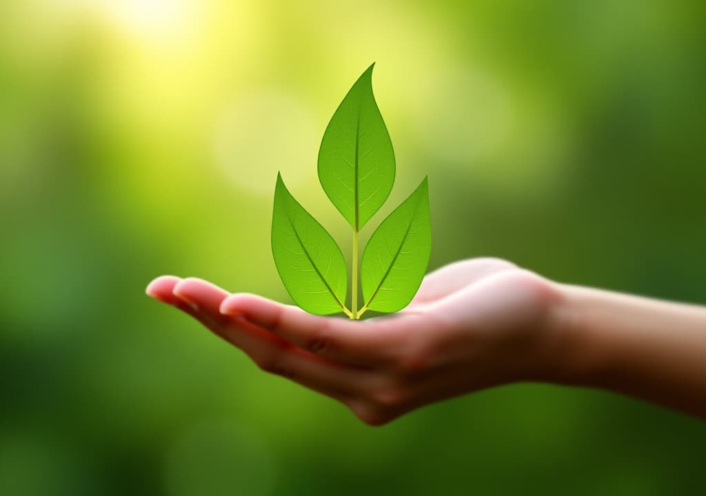  reduce co2 emission concept. a hand holds a green co2 emissions symbol, representing carbon footprint awareness, net zero, and carbon neutrality. climate change, global warming, greenhouse gas