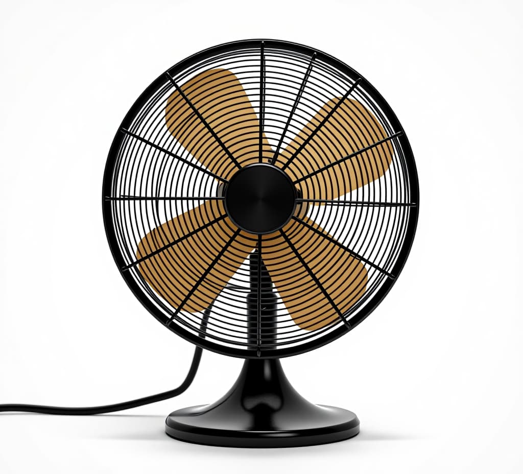  studio lit table fan on white background.