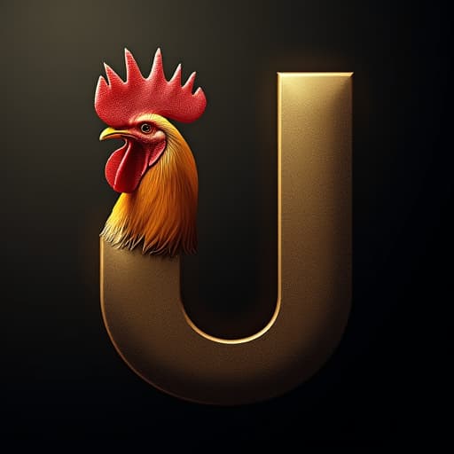  logocombine the letter u with a rooster in a golden black colour minimalist and modernizm logo stylelogo hyperrealistic, full body, detailed clothing, highly detailed, cinematic lighting, stunningly beautiful, intricate, sharp focus, f/1. 8, 85mm, (centered image composition), (professionally color graded), ((bright soft diffused light)), volumetric fog, trending on instagram, trending on tumblr, HDR 4K, 8K