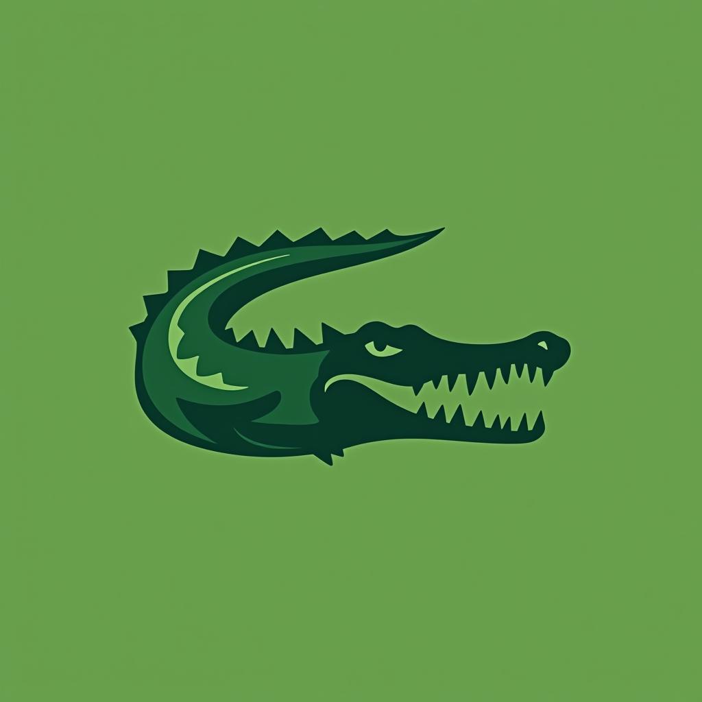  design a logo, t shirt of a design of a crocodile, green color, minimalistic