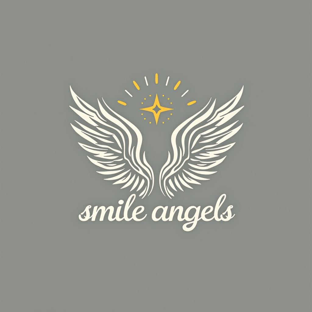  design a logo, in a geometric style. 水彩スタイル、ロゴ、海、青緑色、、白背景。, with the text 'smile angels'.