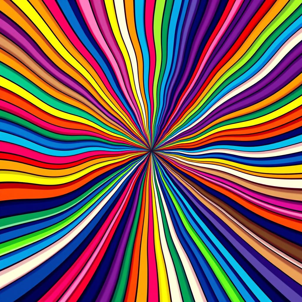  pop art style white background, vector graphics. all the colors of the rainbow, multicolored ribbons radiate from the center in swirling waves . bright colors, bold outlines, popular culture themes, ironic or kitsch hyperrealistic, full body, detailed clothing, highly detailed, cinematic lighting, stunningly beautiful, intricate, sharp focus, f/1. 8, 85mm, (centered image composition), (professionally color graded), ((bright soft diffused light)), volumetric fog, trending on instagram, trending on tumblr, HDR 4K, 8K