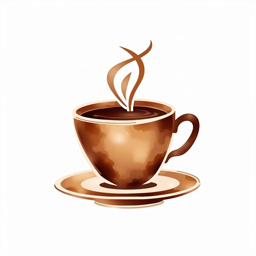  design a logo, watercolor style, logo of a coffee cup, brown gradient colors, white background