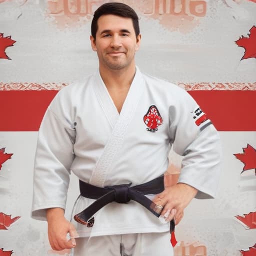 Judo coach Canada cartoon style