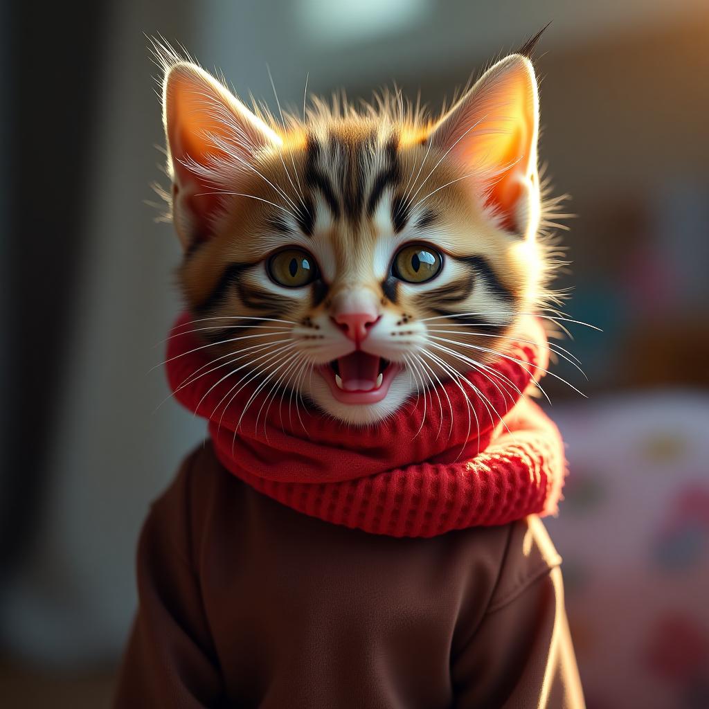  a postcard with a picture of a cheerful kitten with text "i was made on Аrteneration.me" on it. hyperrealistic, full body, detailed clothing, highly detailed, cinematic lighting, stunningly beautiful, intricate, sharp focus, f/1. 8, 85mm, (centered image composition), (professionally color graded), ((bright soft diffused light)), volumetric fog, trending on instagram, trending on tumblr, HDR 4K, 8K