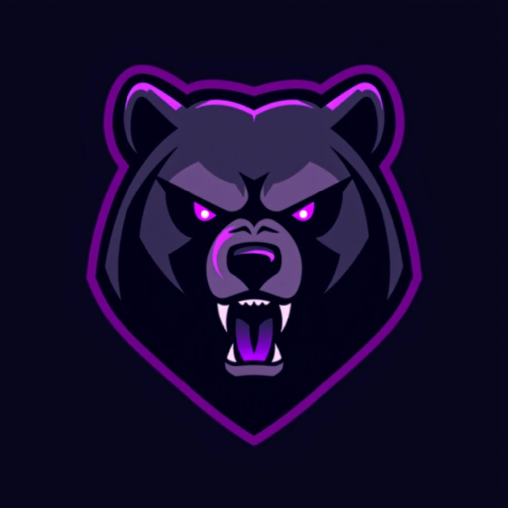  design a logo, esports logo, angry bear, black and purple color