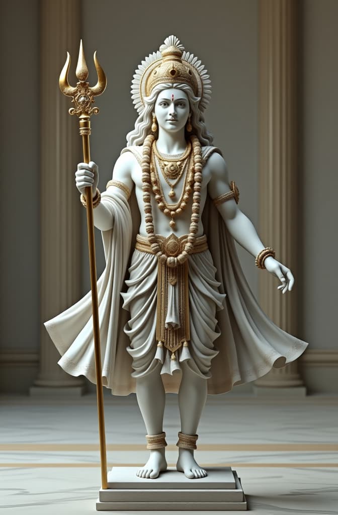  generate image of lord krishna as a king standing alone with divinity , in his palace, statue made of marble, futuristic cybernetic, transhumanism, full body shot, perfect symmetrical body, perfect symmetrical face, hyper realistic, hyper detailed, by johannen voss, by peter kemp, by monia merlo, by michelangelo, octane render, blender, 8 k hyperrealistic, full body, detailed clothing, highly detailed, cinematic lighting, stunningly beautiful, intricate, sharp focus, f/1. 8, 85mm, (centered image composition), (professionally color graded), ((bright soft diffused light)), volumetric fog, trending on instagram, trending on tumblr, HDR 4K, 8K