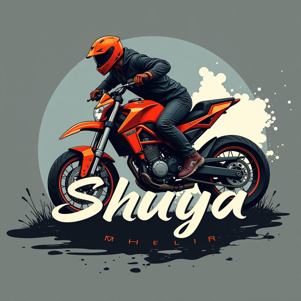  design a logo, i want you to make a logo that matches motorcycles and golf, with the text 'shuya'.