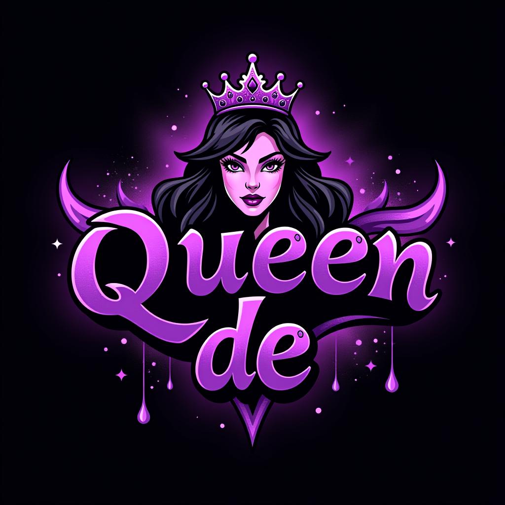  design a logo, in a realism style. princess black and purple graffiti , with the text 'queen dee'.