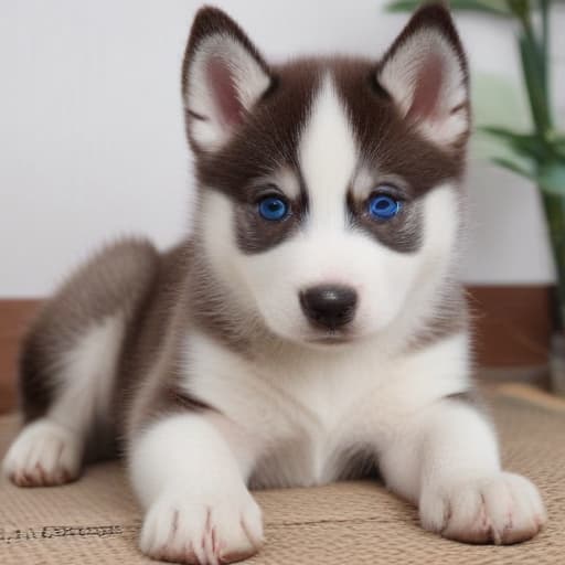 Perro huskey de 6 meses ojos azules café con blanco