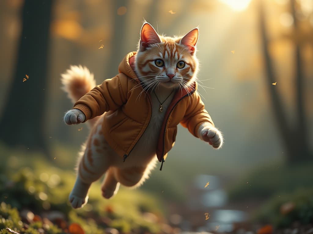  a flying cat hyperrealistic, full body, detailed clothing, highly detailed, cinematic lighting, stunningly beautiful, intricate, sharp focus, f/1. 8, 85mm, (centered image composition), (professionally color graded), ((bright soft diffused light)), volumetric fog, trending on instagram, trending on tumblr, HDR 4K, 8K