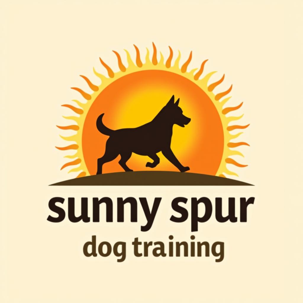  design a logo, sun, with the text 'sunny spur dog training '.