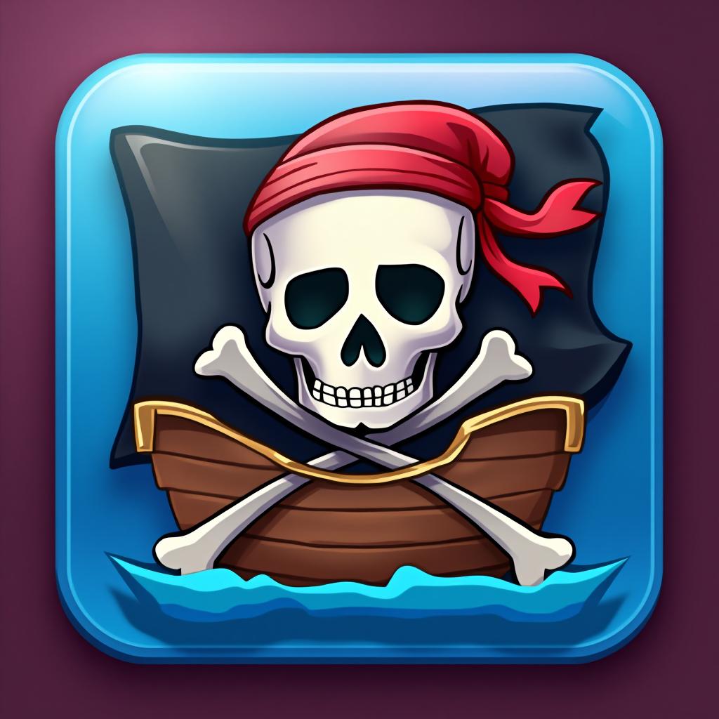  game icon, cartoon style, 3d. the pirate flag. best quality, ultra detailed, bright colors