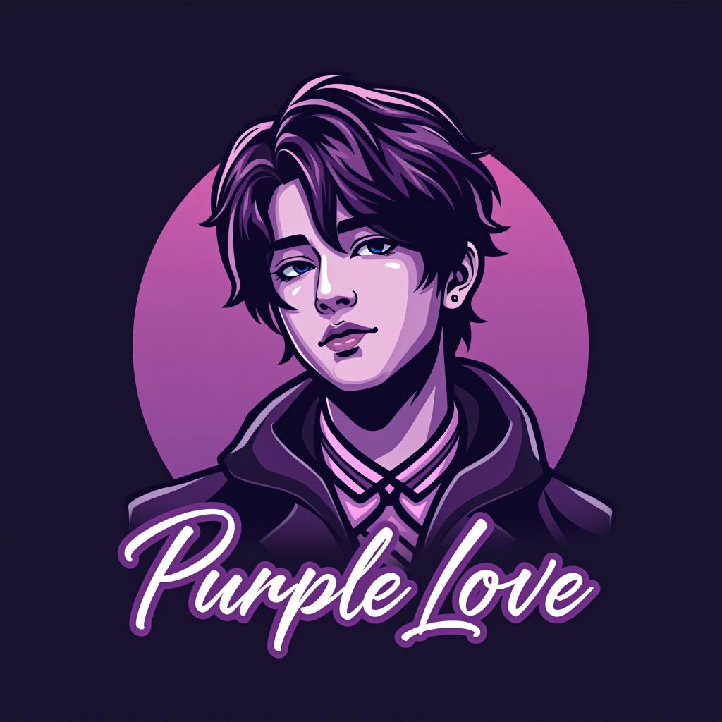  design a logo, bts band boy, with the text 'purple love'.