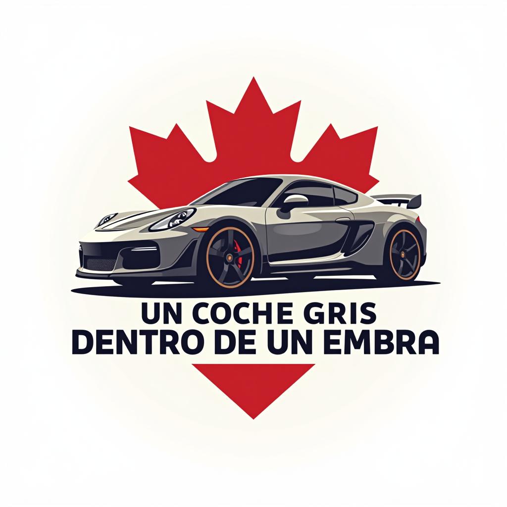  design a logo, multicarss , with the text 'un coche gris dentro de un emblema rojo '.