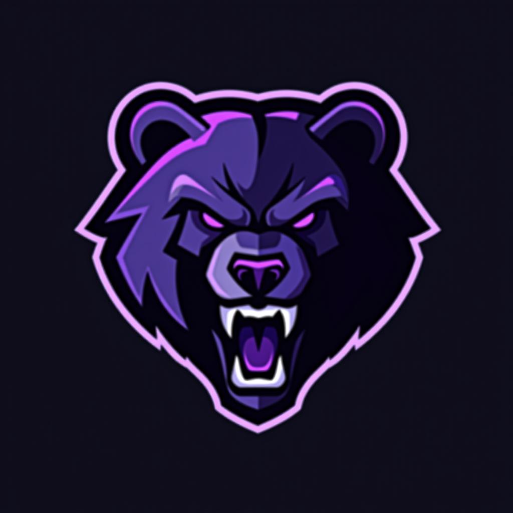  design a logo, esports logo, angry bear, black and purple color