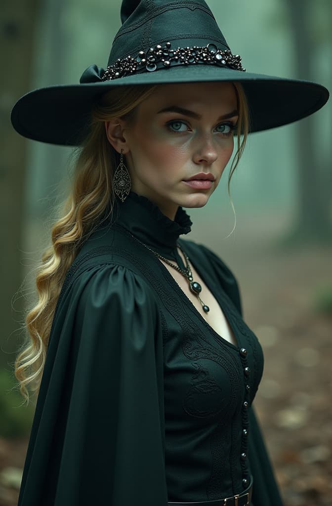  good witch hyperrealistic, full body, detailed clothing, highly detailed, cinematic lighting, stunningly beautiful, intricate, sharp focus, f/1. 8, 85mm, (centered image composition), (professionally color graded), ((bright soft diffused light)), volumetric fog, trending on instagram, trending on tumblr, HDR 4K, 8K