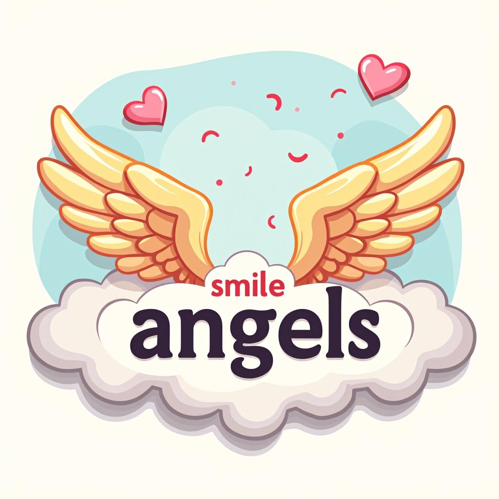  design a logo, in a realism style. 水彩スタイル、ロゴ、海、青緑色、、白背景。, with the text 'smile angels'.