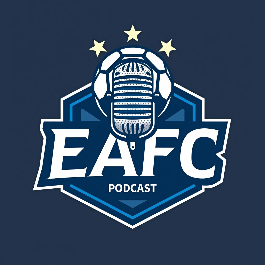  design a logo, crear un logo que represente nuestra cuenta de youtube enfocada en contenido relacionado con eafc, podcast, reviews del juego y jugadores del mismo. incluir las iniciales de los creadores : j, f y n de forma creativa en el logo . incorporar elementos como un balón de fútbol, un micrófono y estrellas para representar podcast, reviews y calidad respectivamente. utilizar una paleta de colores energética con tonos de azul y blanco, y una tipografía moderna con un ligero toque deportivo. el logo debe transmitir dinamismo, pasión por el fútbol y modernidad. se valora la originalidad y la capacidad de representar claramente nuestra temática de contenido. incluye si o si nuestras iniciales en letras más pequeñas