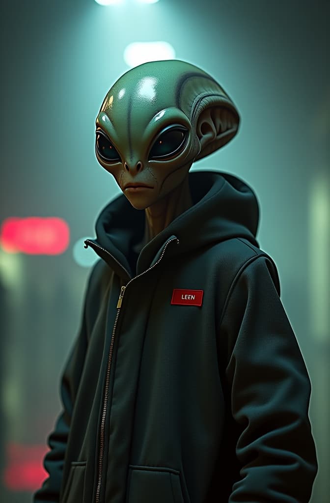  alien from area 51 hyperrealistic, full body, detailed clothing, highly detailed, cinematic lighting, stunningly beautiful, intricate, sharp focus, f/1. 8, 85mm, (centered image composition), (professionally color graded), ((bright soft diffused light)), volumetric fog, trending on instagram, trending on tumblr, HDR 4K, 8K