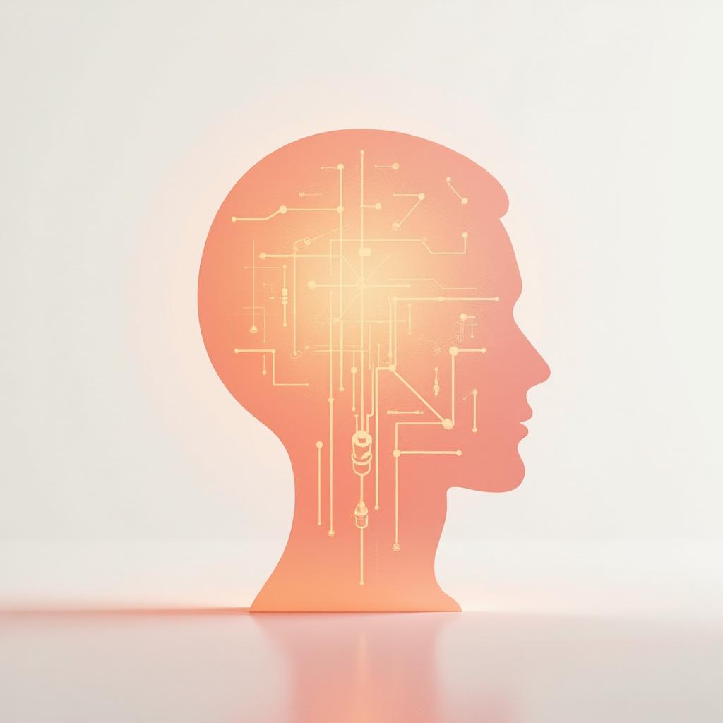  [silhouette psychology of thoughts inside the icon] icon, peach gradient, white background, frosted glass, transparent sense of science and technology, ultra minimalist appearance, bright color, studio lighting, peach and white background, industrial design, a wealth of details, ultra high definition, dribble, pinterest, ray tracing, isometric view, blender, c4d, oc renderer v 6.0 style raw