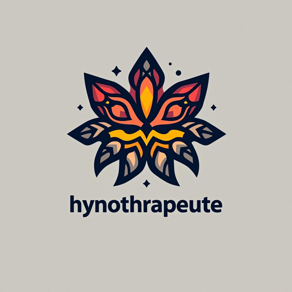  design a logo, hypnose représentation simple en couleurs , with the text 'hynothrapeute'.