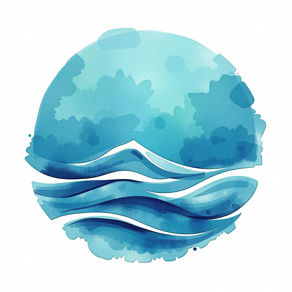  design a logo, watercolor style, logo, sea, blue teal colors, white background