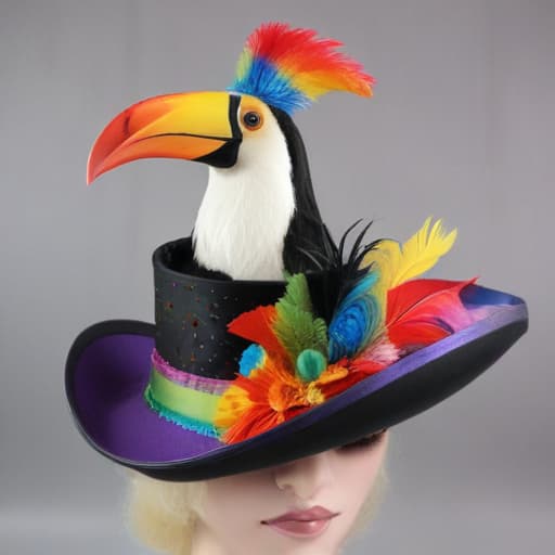 Rainbow drag queen cowboy top hat and headdress tuxedo with spurs toucan Elizabethan collar wand paraso in the Van Gogh style