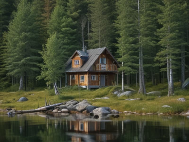 A peaceful and secluded cabin nestled in the heart of a Norwegian forest, surrounded by towering trees and tranquil nature., best, high quality, uhd, 8k, close up, cropped, highly detailed, Invalid Color: gcid primary color, Invalid Color: gcid secondary color,