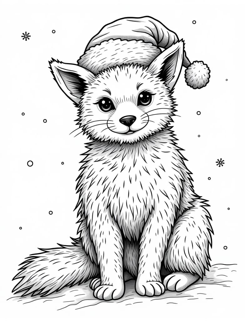  this is for an adult coloring page. a detailed black and white line art of a snowy snowy ... on a solid white background.