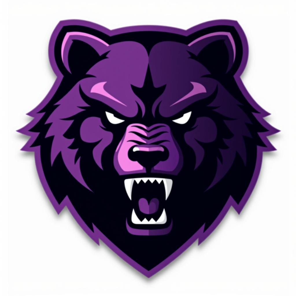  design a logo, esports logo, angry bear, black and purple color