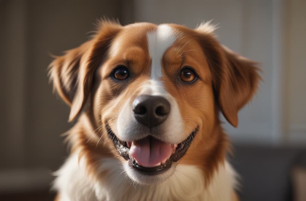 dog smiles --ar 3:2 high quality, detailed intricate insanely detailed, flattering light, RAW photo, photography, photorealistic, ultra detailed, depth of field, 8k resolution , detailed background, f1.4, sharpened focus