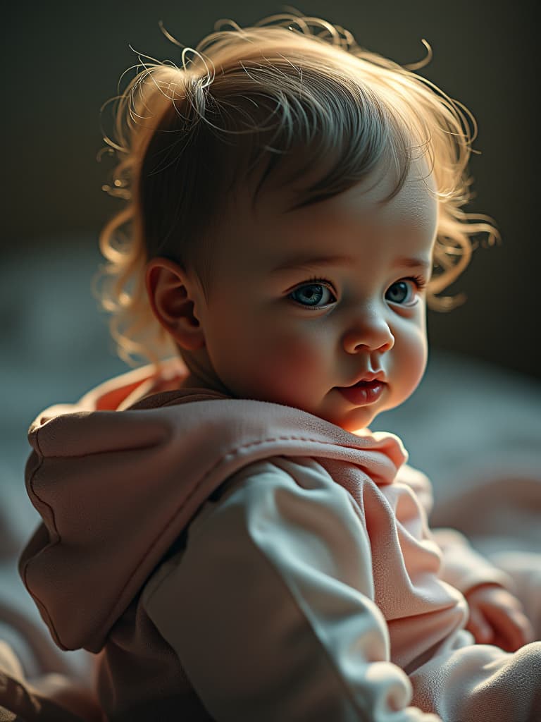  the baby miss mother hyperrealistic, full body, detailed clothing, highly detailed, cinematic lighting, stunningly beautiful, intricate, sharp focus, f/1. 8, 85mm, (centered image composition), (professionally color graded), ((bright soft diffused light)), volumetric fog, trending on instagram, trending on tumblr, HDR 4K, 8K