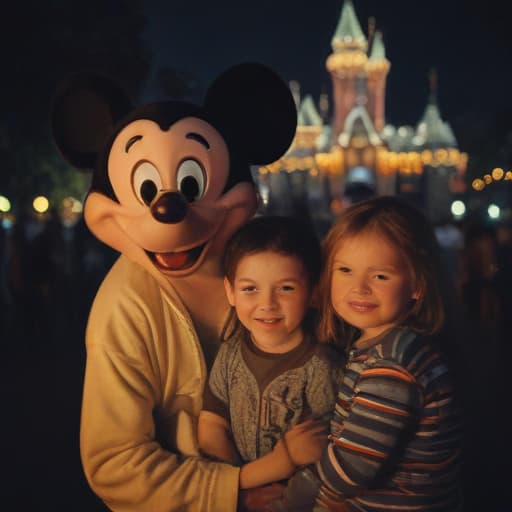 a happy family at disneyland IN THE DARK