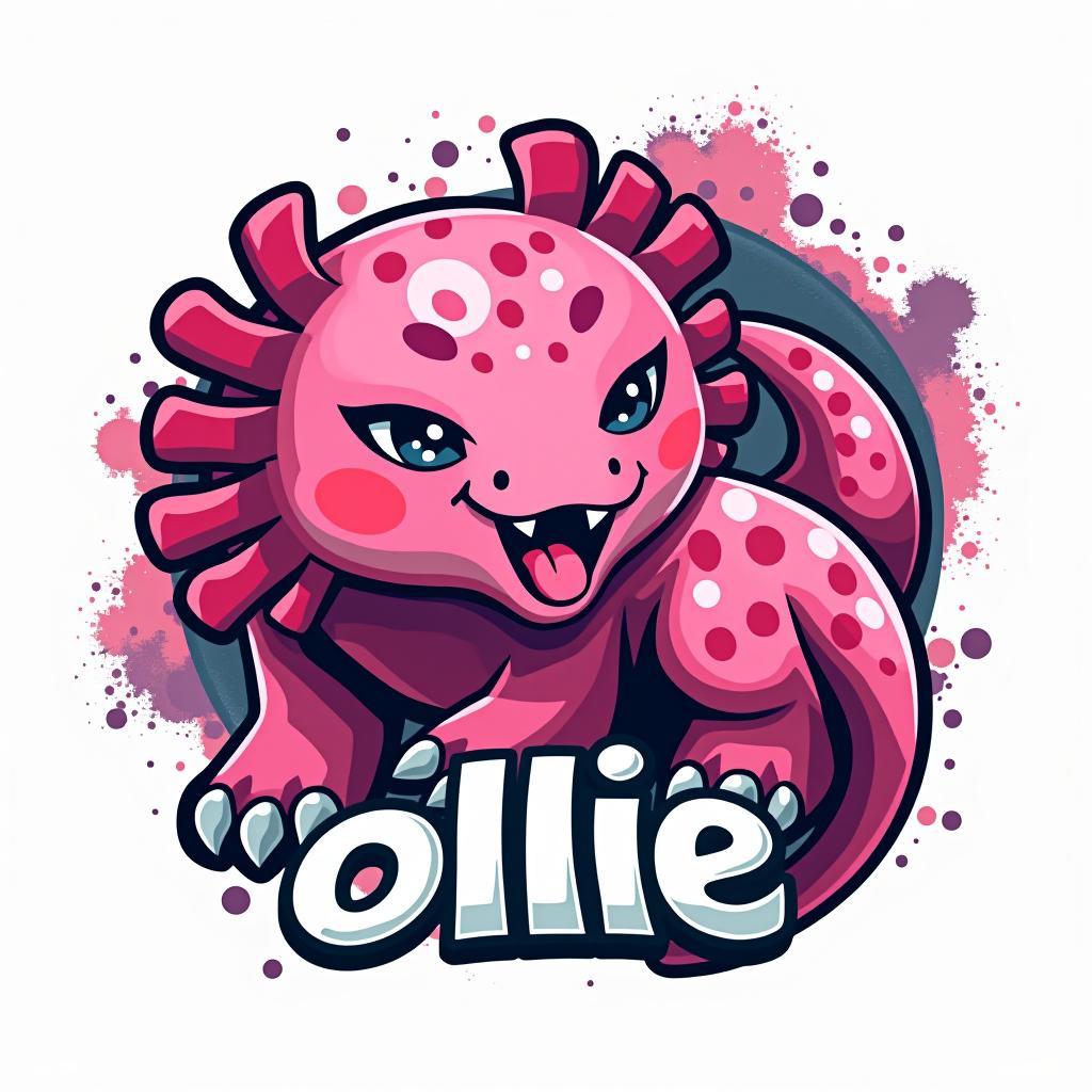  can you make a graffiti/minecraft type pfp. i want the pfp to include the name ollie and a pink minecraft axolotl., (logo:1.15), hq, hightly detailed, 4k