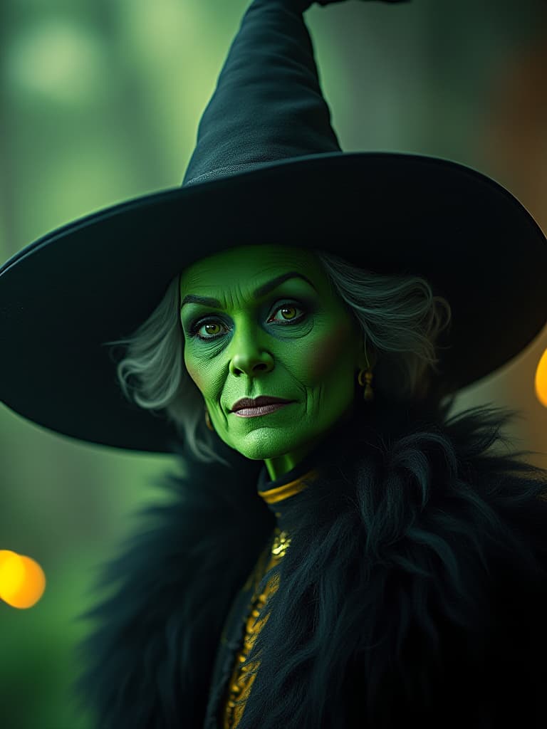  kamala harris as the wicked witch of the west, greenish skin long nose