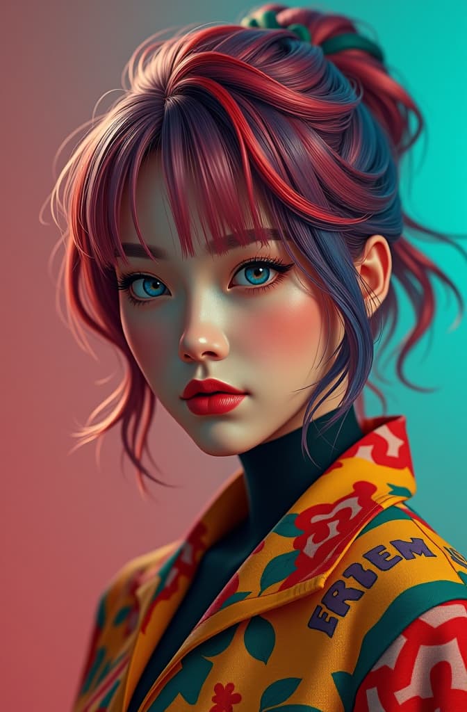  مدينه خياليه, multicolored hair, colorful background, realistic shaded perfect face, fine details by realistic shaded lighting poster by ilya kuvshinov katsuhiro otomo, magali villeneuve, artgerm, jeremy lipkin and michael garmash and rob rey hyperrealistic, full body, detailed clothing, highly detailed, cinematic lighting, stunningly beautiful, intricate, sharp focus, f/1. 8, 85mm, (centered image composition), (professionally color graded), ((bright soft diffused light)), volumetric fog, trending on instagram, trending on tumblr, HDR 4K, 8K