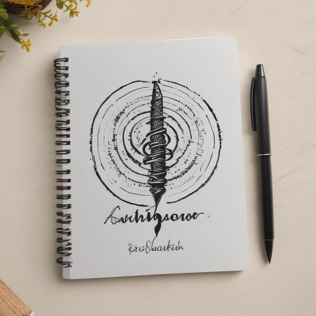 author logo pen writing spiral notebook