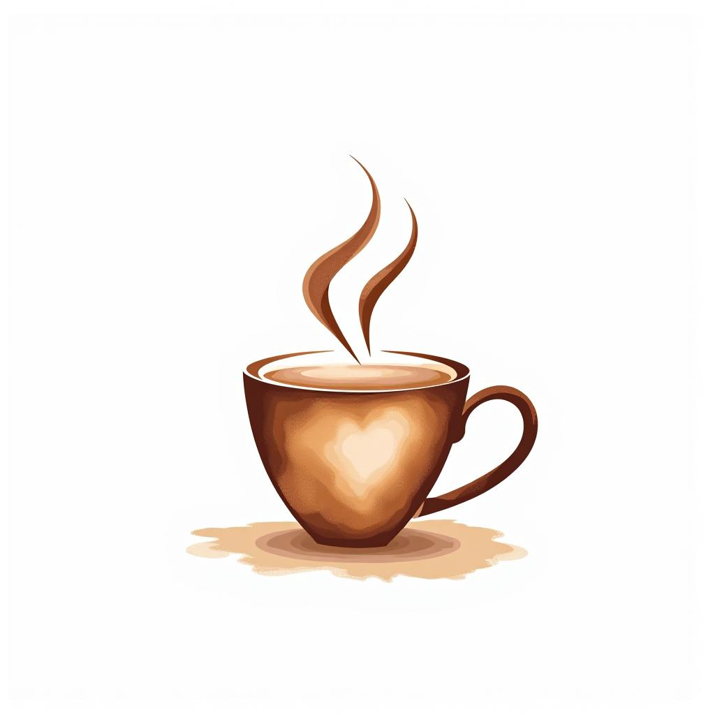  logo, watercolor style, logo of a coffee cup, brown gradient colors, white background