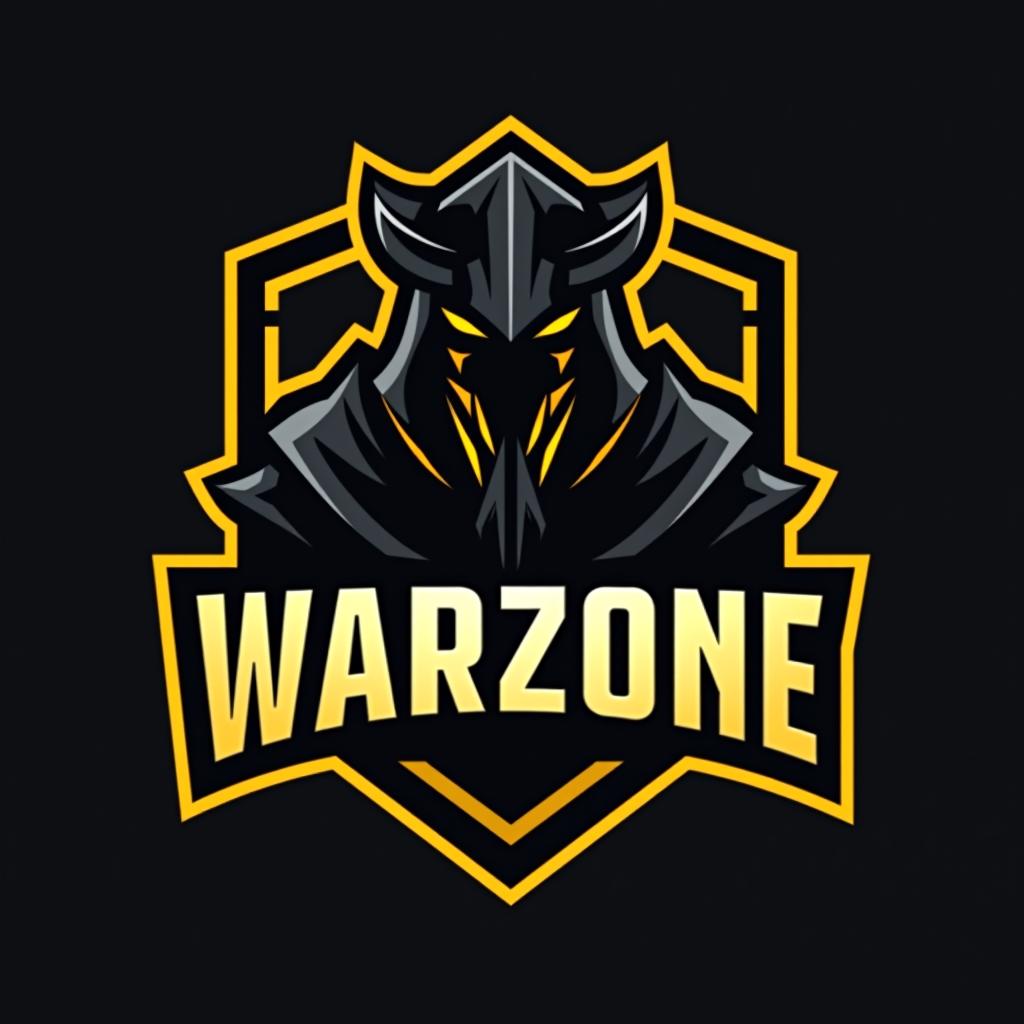  design a logo, esports logo, warrior theme, with text ‘warzone’, black and yellow color