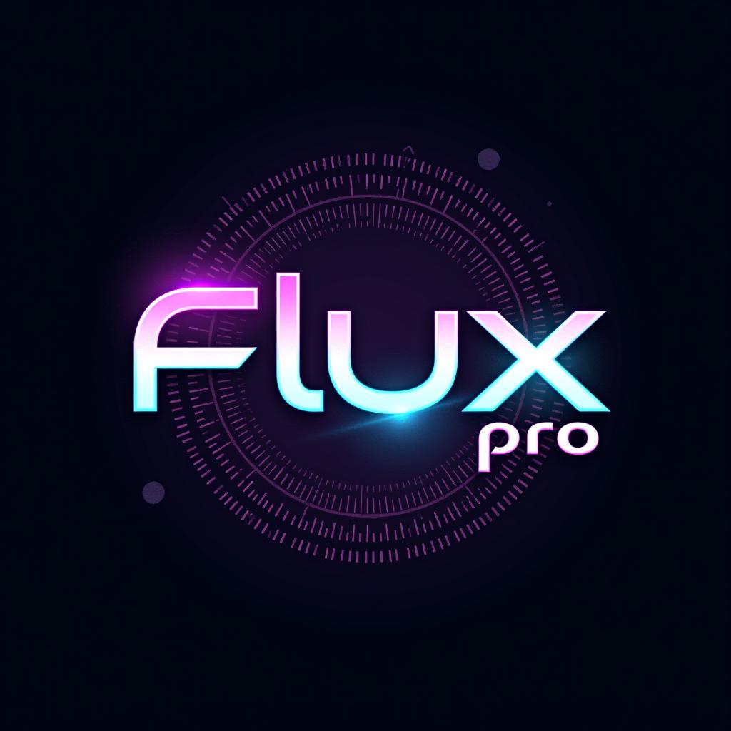  text logo, "flux pro", modern, futuristic background